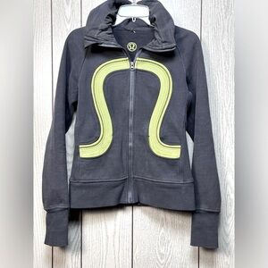 Lululemon Women’s 6 Cuddle Up Performance Jacket Gray Lime Logo Full Zip Heavy